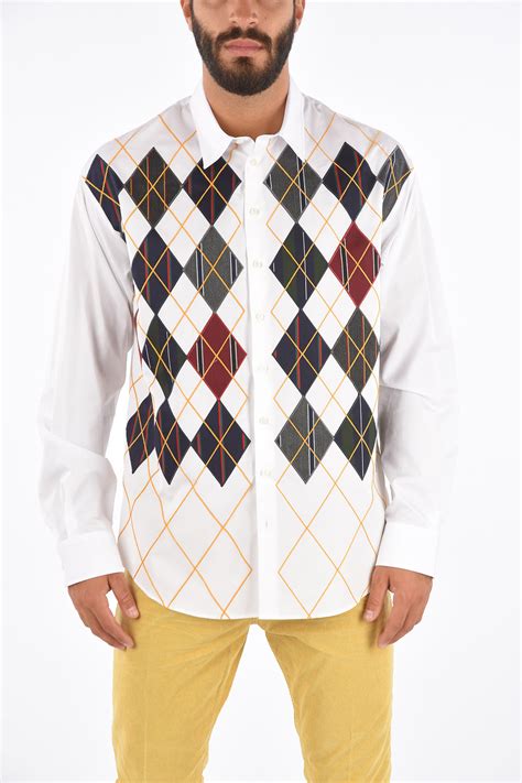 Dsquared2 Argyle Spread Collar Shirt men - Glamood Outlet