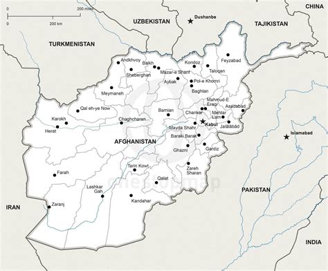 Vector Map of Afghanistan Political | One Stop Map