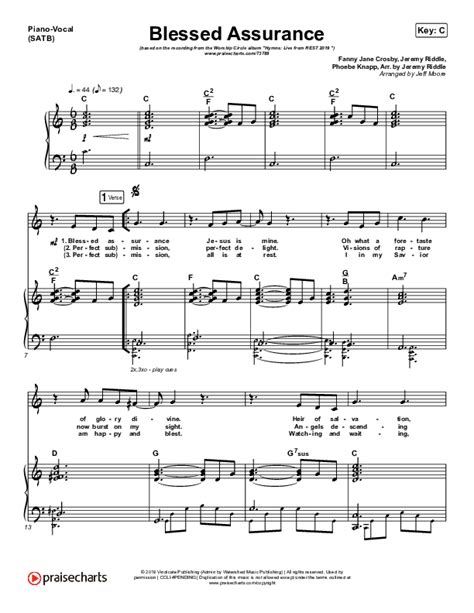 Blessed Assurance Sheet Music PDF (Jeremy Riddle) - PraiseCharts