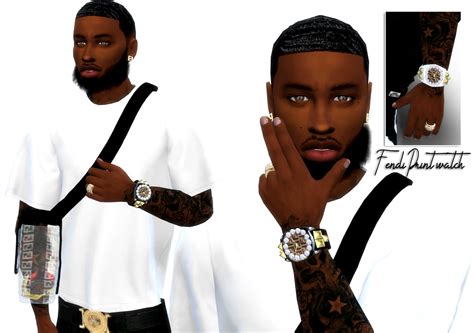 FendiPrint Watch for Male sims | Sims 4 hair male, Sims hair, Sims 4 ...