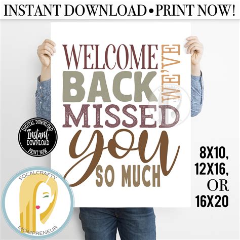 Printable Welcome Back Sign / We've Missed You Poster / - Etsy Ireland