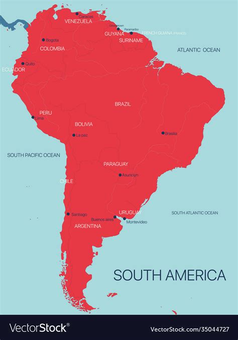 South america continent map Royalty Free Vector Image