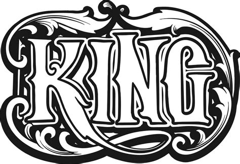 Classic king word lettering frame flourish ornament monochrome vector ...