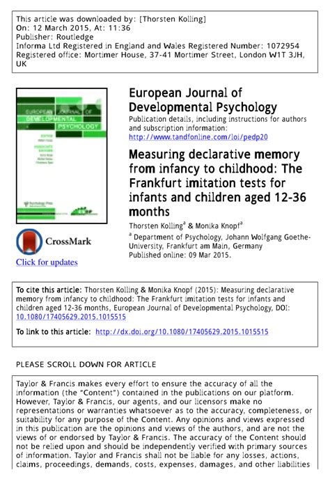 (PDF) Measuring declarative memory from infancy to childhood: The ...