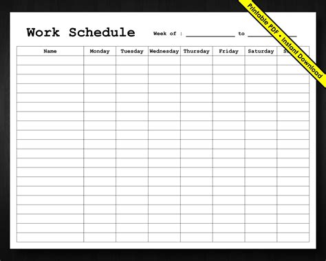 Basic Employee Weekly Work Schedule Weekly Staff Schedule Staff Shifts ...