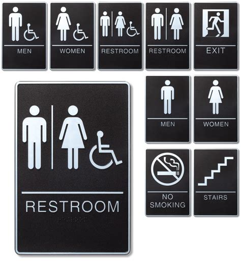 ADA Compliant 6" x 9" Black Signs with Grade 2 Braille and raised lett ...