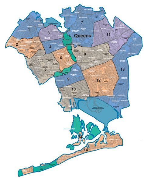 Map of Queens neighborhoods & quarters | Nyc map, Ny map, New york city map