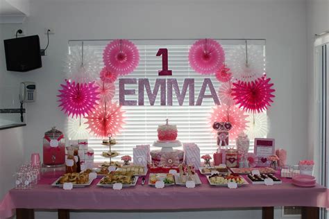 Pink 1st Birthday party table setup | Birthday decorations, Birthday ...