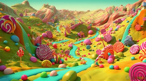 Candy Land Reimagined A 3d Rendered Cartoon World Background, Candy ...