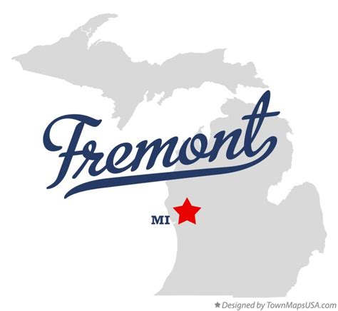 Map of Fremont, Newaygo County, MI, Michigan