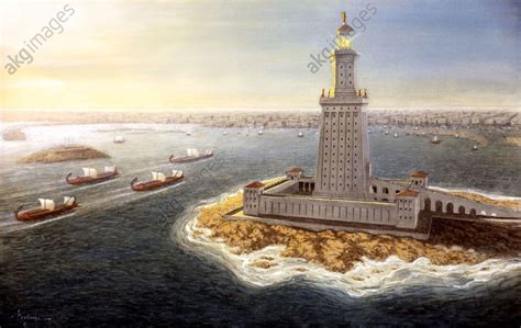 La tour-fanal de Pharos, dite le Phare d'Alexandrie, Égypte ...