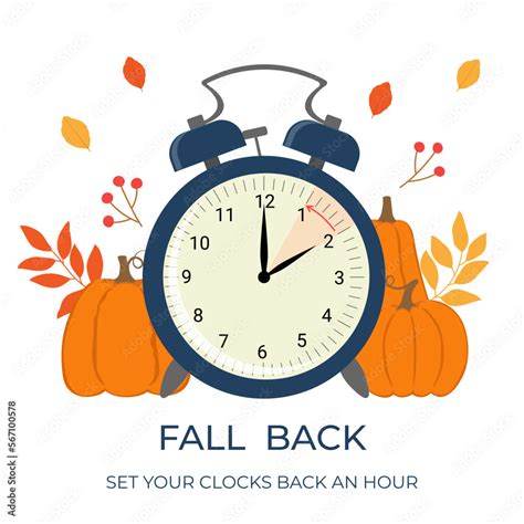 Daylight saving time ends concept banner. Fall Back time. Allarm clock ...