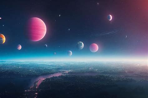 Premium Photo | The land of a Dream city in Outer Space with Futuristic ...