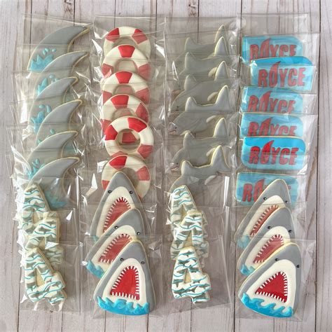 Shark Birthday Cookies Shark Party Favors - Etsy