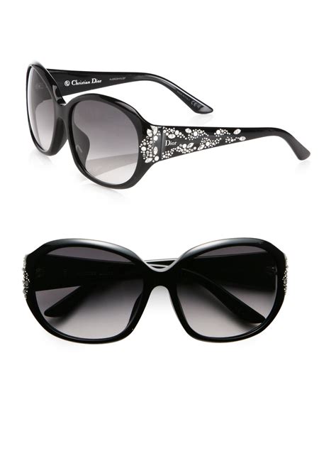 Lyst - Dior Oversized Round Crystal Logo Sunglasses in Black