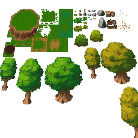 4th - Update - Green Forest - Free - Pixel Art Asset Pack - Top down ...