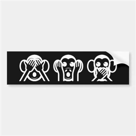 3 Wise Monkeys Emoji Car Bumper Sticker | Zazzle