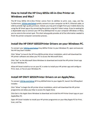 Hp Envy 6055e Printer Manual Pdf