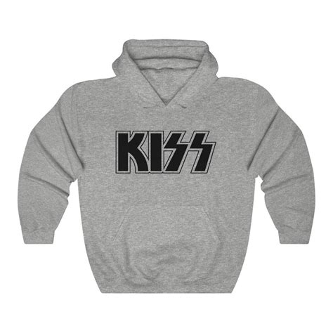 KISS Black Logo Hoodie Rock Band Mens and Womens Hooded | Etsy