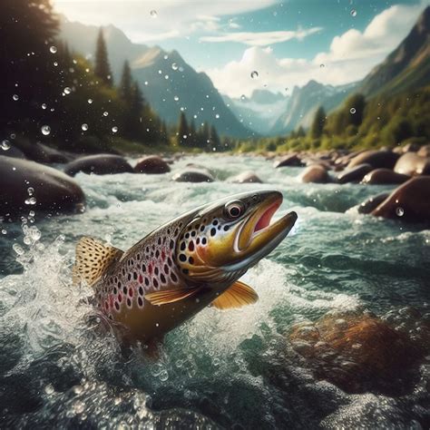 Premium Photo | Trout fish in the river