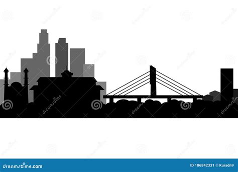 Bandung Cityscape - Bandung City Skyline Silhouete Stock Vector ...