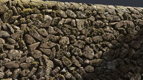 3D Scanned Mossy Cobblestone Wall - 5x2.5 meters