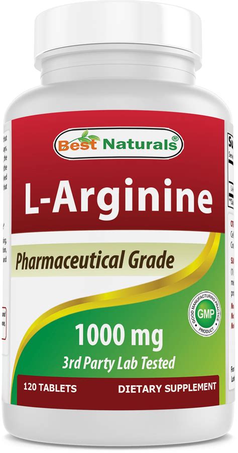 3 Pack - Best Naturals L-Arginine 1000 mg 120 Tablets - Pharmaceutical ...