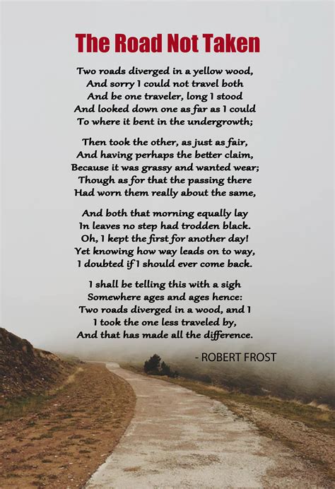 The Road Not Taken Poem by Robert Frost Motivational Poster - Etsy Finland