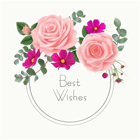 Premium Vector | Best wishes floral greeting card with pink roses ...