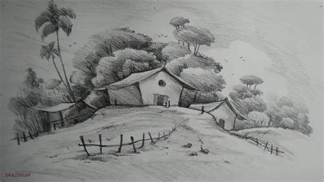 Easy Pencil Shading Landscape Drawing - pic-loaf