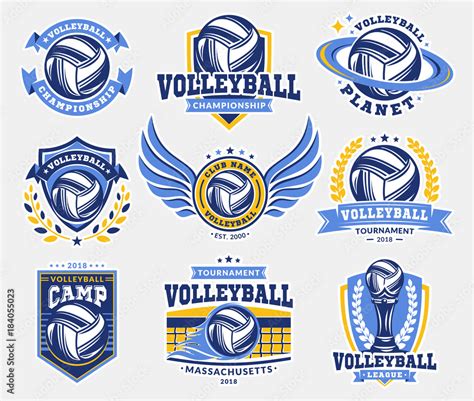 Volleyball logo, emblem set collections, designs templates on a light ...