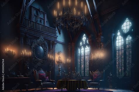 AI generated image of the living room of a large, Gothic vampire castle ...