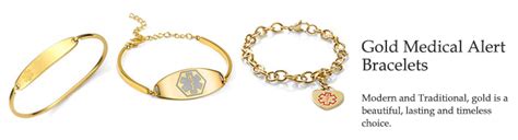 gold medical alert bracelets, gold medical bracelets