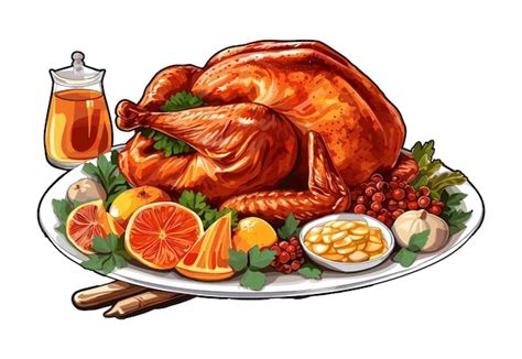 Premium Vector | Thanksgiving dinner roasted turkey vector