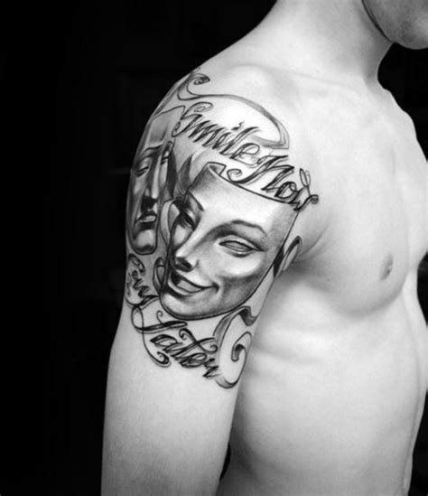 60 Drama Mask Tattoo Designs For Men - Theatre Ink Ideas