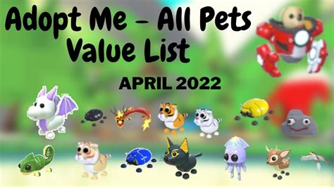 Adopt Me | All Pets Value List (April 2022) - YouTube