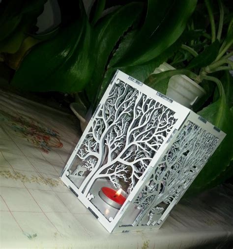 Wooden Tree Shadow Candle Lantern CNC Laser Cut Template DXF File ...