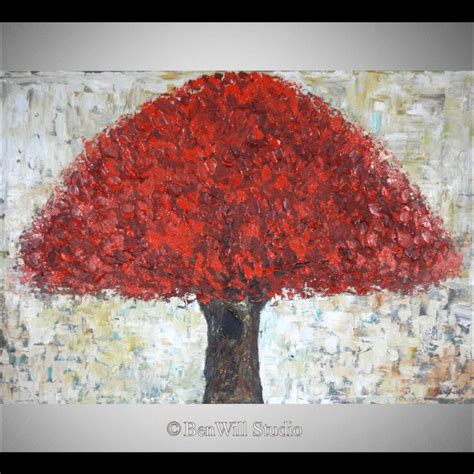 Red Tree Painting ORIGINAL Contemporary Art in Red Abstract Tree ...