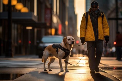 Premium AI Image | Heartwarming moment between a guide dog and a blind ...