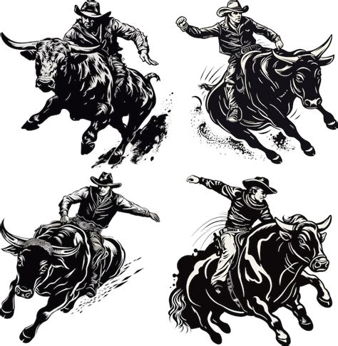 Premium Vector | Cowboy rodeo silhouette 4