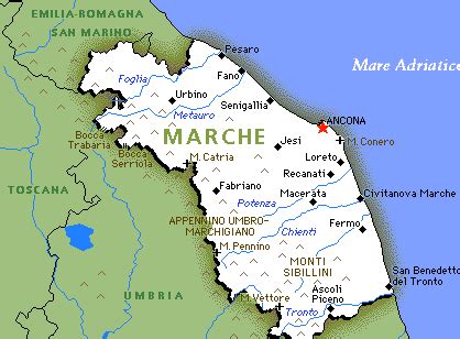 Marche Map Political Regions | Italy Map Geographic Region Province City