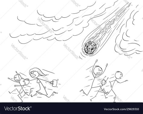 Cartoon group people or crowd running away Vector Image