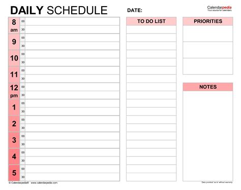 Schedule Template Printable Free Printable Daily Schedule Form - Riset