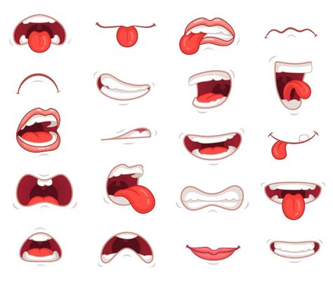 Premium Vector | Funny mouths. Facial expressions, cartoon lips and ...