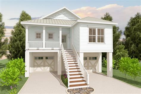 Plan 765012TWN: Raised Coastal Cottage House Plan with Ground-Level ...