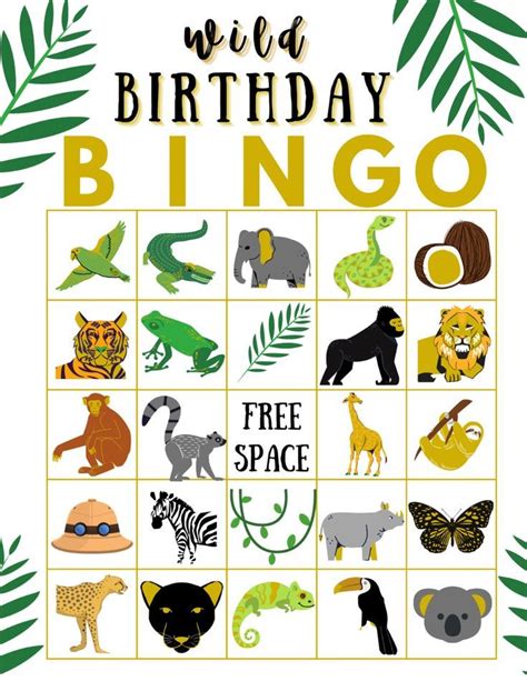 Printable/Downloadable Bingo Game - Jungle Themed Wild Bingo - 30 ...