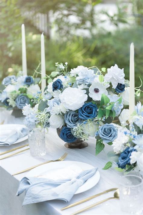 Dusty Blue Flowers Box Set - 11 Styles | Blue wedding flowers, Blue ...