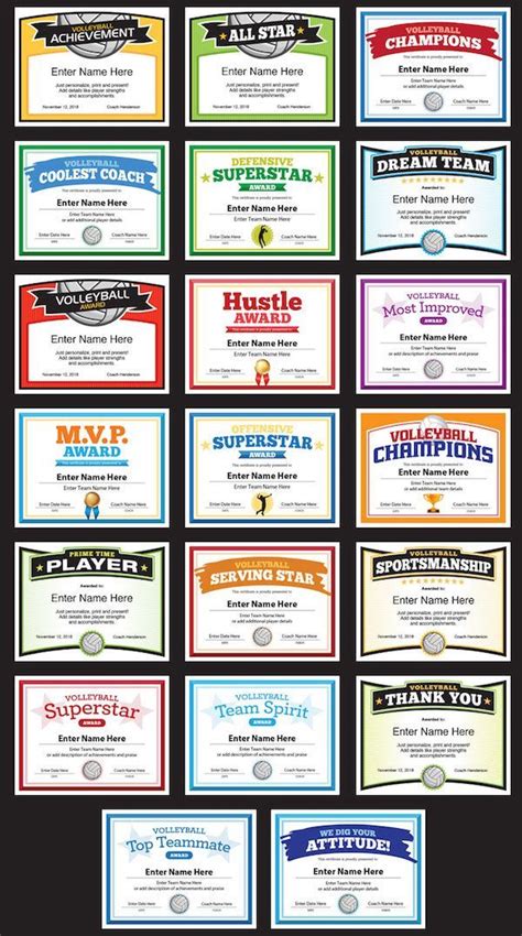 20 Elite Volleyball Certificates - Editable Templates (Cool ...