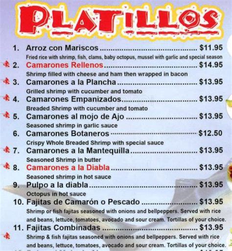 Carta del restaurante El Camarón, San Nicolás del los Garza, Av ...