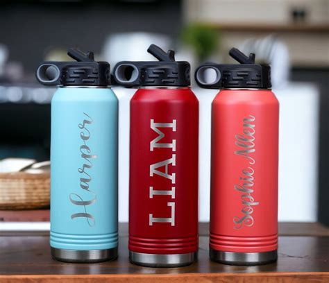 Personalized Water Bottle With Straw, 20oz 32oz 40oz Stainless Steel ...